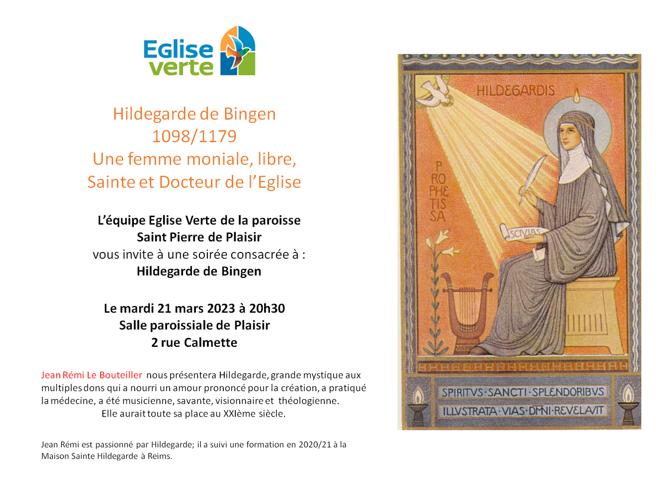 Conférence de Carême Soirée sur Hildegarde de Bingen. — Paroisse de